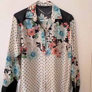 Brand NEW zara silk blouse, Flower pattern